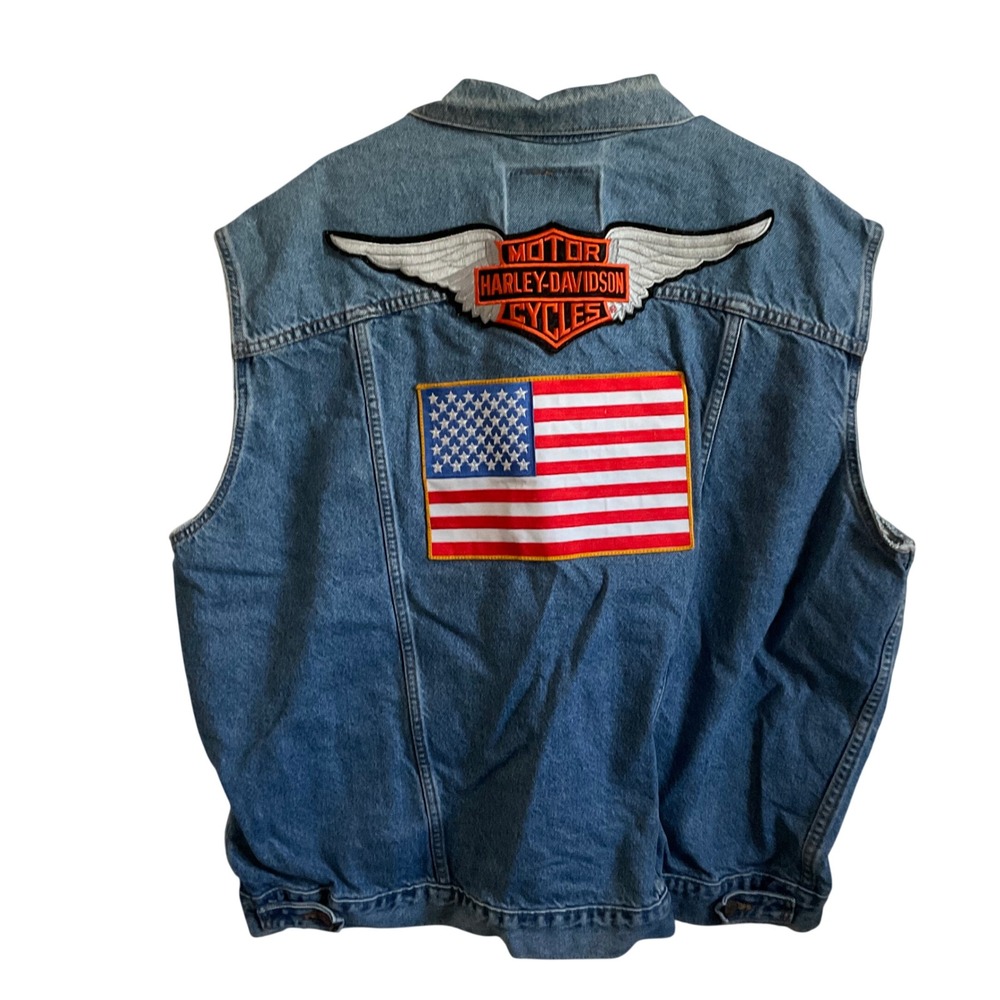 Vintage Levi's Harley Davidson Honolulu Hawaii Denim Vest 100% Cotton - Size 2X